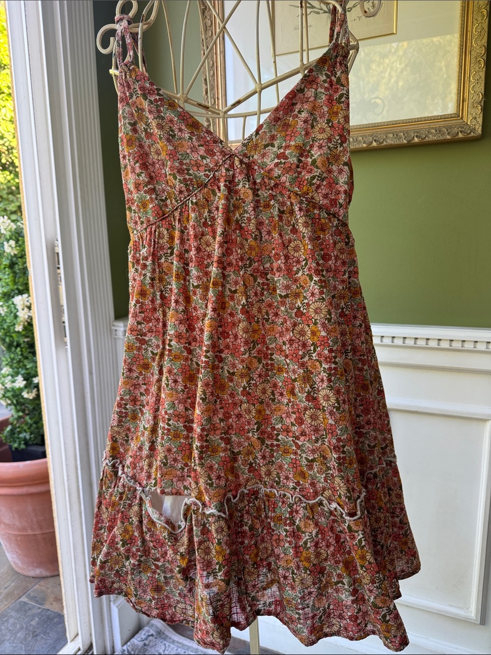 wild fable Floral Tie-Shoulder Mini Dress in Rust and Pink